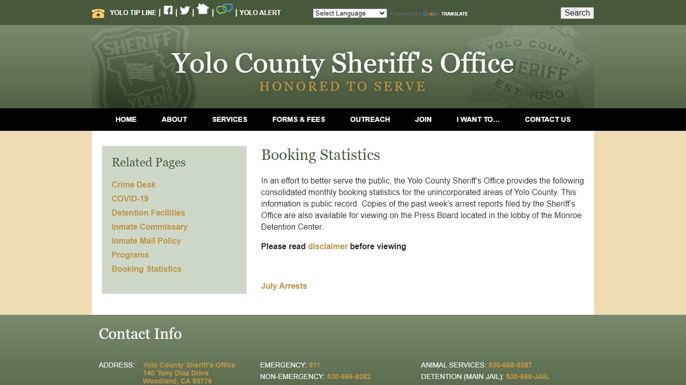 Booking Statistics - Yolo County Sheriff's Office ...