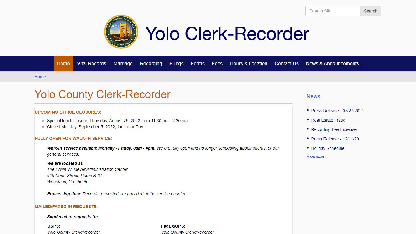 Yolo County Clerk-Recorder — Yolo County California Clerk ...